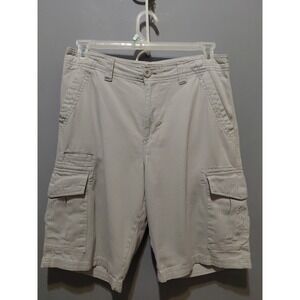 Vintage No Fear Cargo Shorts Size 32 Gray Cotton Y2K Skate Utility
